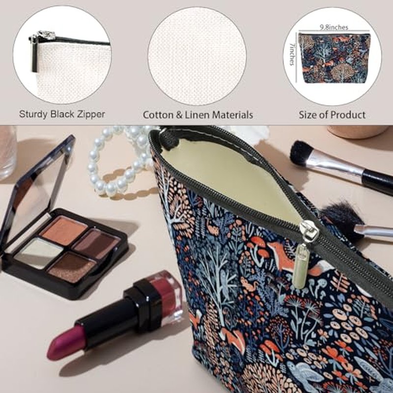Cute Makeup Bag Funny Forest Fox Cosmetic Bags Fox Gifts Fox Supplies for Animal Foxes Lovers Women Girl Female Daughter Nurse Coworker Friend Sister Birthday Christmas Graduation Toiletry Bag