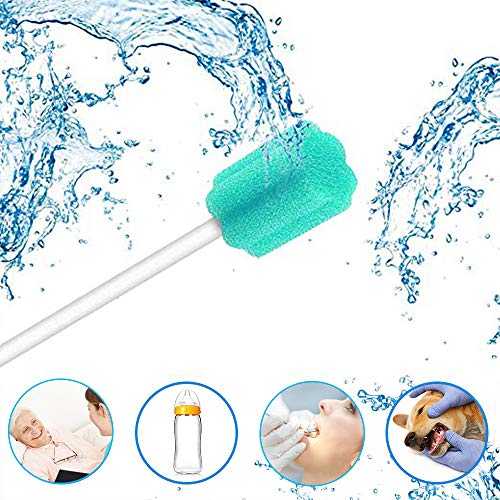Disposable Oral Sponge Swabs Sky Blue Plum Shape 250 Count - Gentle Mouth Cleaning