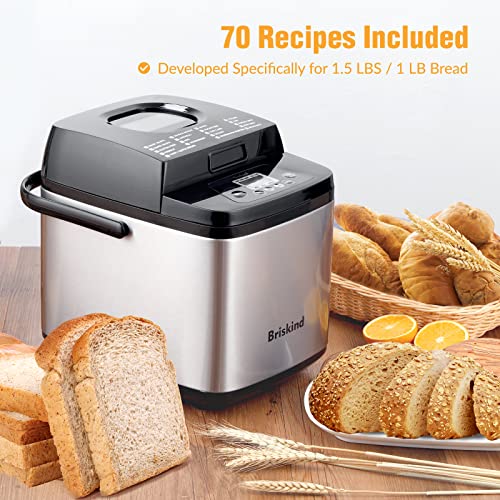 Stainless Steel Compact Bread Maker Machine 1.5 lb, 19 Programs, Carrying Handle