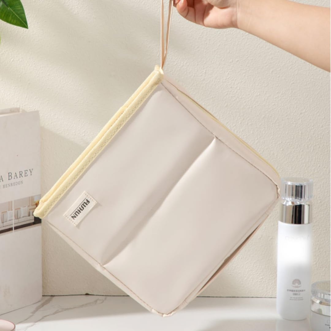 ZREVSB Standing Makeup Bag – Portable Waterproof Makeup Organizer with Compartments, 3L Large Capacity Travel Toiletry Bag, Multi-Purpose Oxford Cloth Cosmetic Bag for Women(Purple)