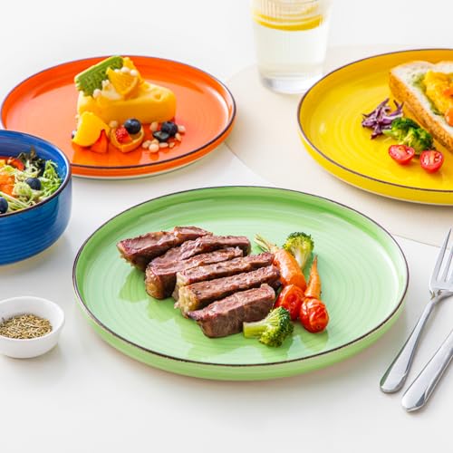 Multicolor 18-Piece Dinnerware Set for 6 - Stoneware Plates & Bowls, Dishwasher & Microwave Safe