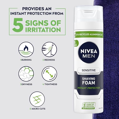 NIVEA MEN Shaving Foam For Sensitive Skin, 200 milliliters