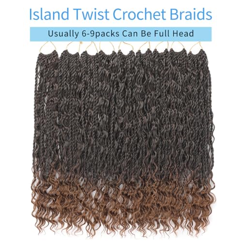 Pojui 18 Inch Pre-Looped Boho Island Twist Crochet Hair Extensions - 1B/30# (Pack of 9)