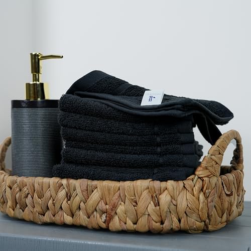 Black 24 Pack Washcloths Set - 12x12 Inches Cotton Towels for Bath & Spa - Tens Towels Variation of THIS listing