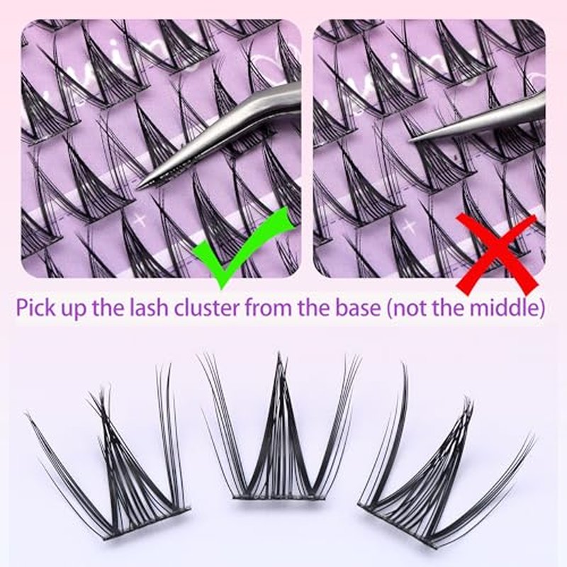 Individual False Eyelashes, 10 Pairs, Natural Black 100pcs with Glue and Tweezers (SnowLotus S08 KIT)