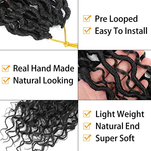 Pre-Looped Goddess Locs Crochet Hair 14 Inch - Black, 8 Pack with Accessories - Variation #1B