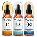 TruSkin Face Serum Trio ? Vitamin C, Retinol & Hyaluronic Acid Anti-Aging Serums for Face ? AM, PM & All-Day Skincare Routine ? Brightening, Smoothing & Hydrating Facial Serums, 1 fl oz Each