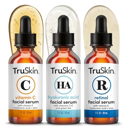 TruSkin Face Serum Trio ? Vitamin C, Retinol & Hyaluronic Acid Anti-Aging Serums for Face ? AM, PM & All-Day Skincare Routine ? Brightening, Smoothing & Hydrating Facial Serums, 1 fl oz Each