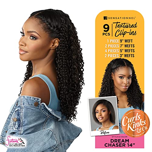 Sensationnel Curls Kinks & Co Clip-In Hair Extensions 14 Inch Jet Black