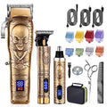 Roziapro Gold Cordless Hair Clippers Kit for Men with Nose/Beard Trimmer – Rechargeable, 5-Length Levers