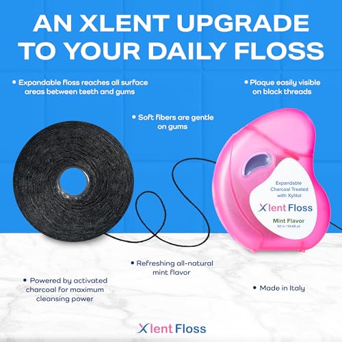 Expandable Charcoal Dental Floss Refill Mint 656ft - Xlent
