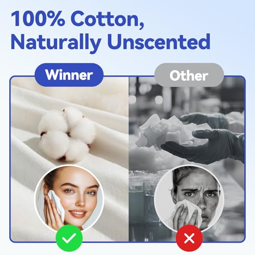 Winner XL Disposable Cotton Face Towels - 165 Count Pack of 3 - Soft, Gentle & Eco-Friendly