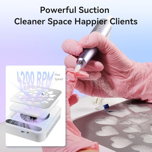 Grey Nail Dust Collector with Touch Screen & 35 Adjustable Suction Levels - Powerful Acrylic Nail Fan