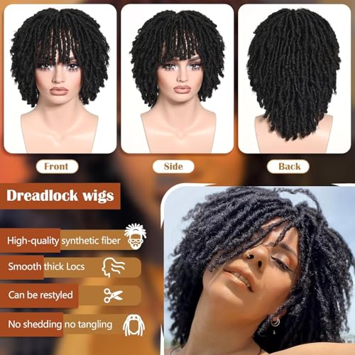 Looxey 12 Inch Grey & White Afro Kinky Curly Wig with Bangs - Glueless Synthetic Short Curly Hair for Daily & Party Use