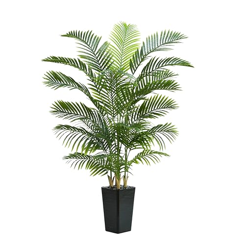 6FT Artificial Areca Palm Tree with Black Planter - Realistic Indoor Faux Plant