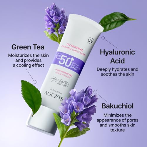 AGE20'S SPF 50+ Mineral Priming Sunscreen 1.69 fl oz - Vegan Korean UV Blocker