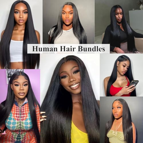 Human Hair Bundles 12, 14, 16 Inch - Natural Black, 3 Bundles Virgin Straight
