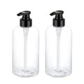 Bynccea 2 Pack Empty Plastic Pump Bottles Dispenser 16 oz / 500 ml Refillable Shampoo Bottles with Pumps Cylinder Shampoo Lotion Hand Pump Bottle Liquid Container for Bathroom Shampoo and Body Wash