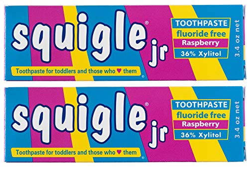 Kids Raspberry Toothpaste 36% Xylitol Fluoride-Free Low Foam 2 Pack - 3.4 Oz