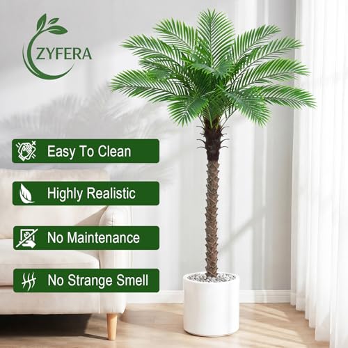 6FT Artificial Phoenix Palm Tree with Black Pot - Outdoor Faux Tree