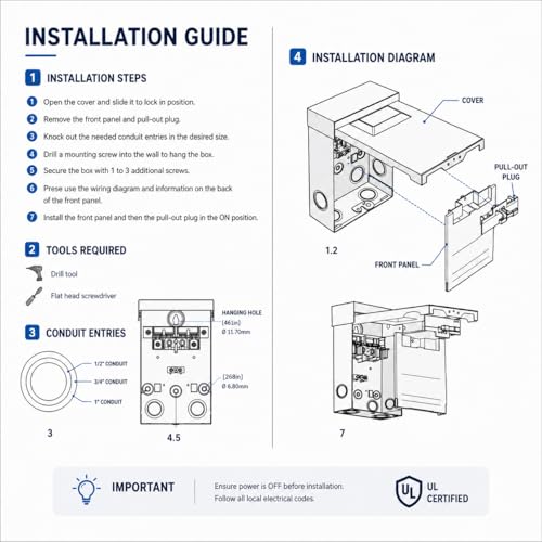 6 Pack Outdoor AC Disconnect Boxes 60A Non-Fused Pull-Out HVAC Switches