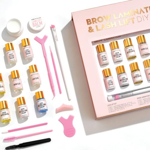One V Salon Brow Lamination & Lash Lift Kit ? 2-in-1 Eyebrow Lamination & Eyelash Lift Set | At-Home DIY Kit for Fuller Brows & Curly Lashes | up to 20 applications with All Tools Included
