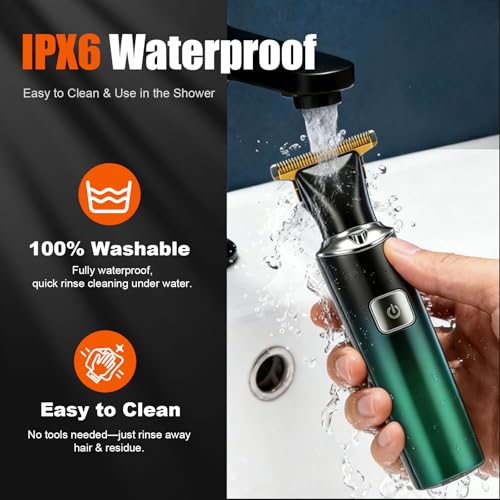 Back Shaver for Men,LED Display 5 in 1 Electric Body Groomer with Adjustable Long Handle - Rechargeable, IPX6 Waterproof Trimmer for Full Body Grooming