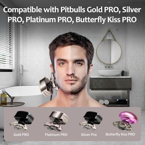 Replacement Head Compatible with Pitbulls Gold PRO,Silver PRO, Platinum PRO,Butterfly Kiss PRO - Hypoallergenic Stainless Steel Shaver Foil Replacement - 4D Floating Razor Blades 3 Pack