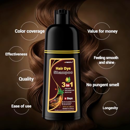 IIIMEIDU Dark Brown Hair Dye Shampoo 3-in-1 for Women & Men - Gray Hair Coverage