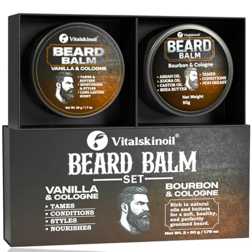 Men's Beard Balm Set with Sandalwood & Cologne Scents - 2 Pack