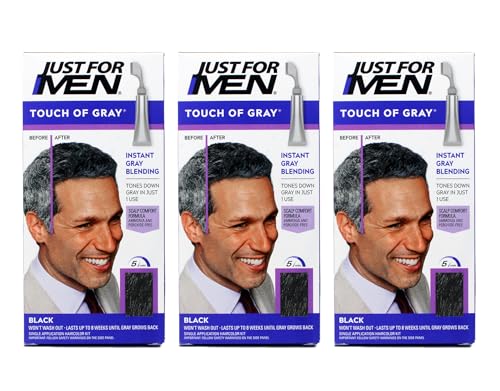 Men's Hair Color Touch of Gray Black-Gray 3 Pack - Natural Gray Coverage