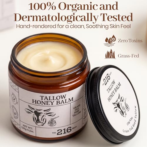 Natural Face Moisturizer with Beef Tallow & Honey - 4.2 oz Hydrating Balm