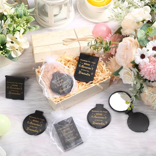 Inspirational Compact Mirrors Bulk Set with Gift Bags – 48 Pcs Portable Makeup Mirrors for Women
