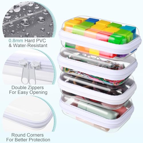 Sanwuta White 6-Pack Hard Zipper Cases - 5 x 3 x 2 Inch Storage Organizer