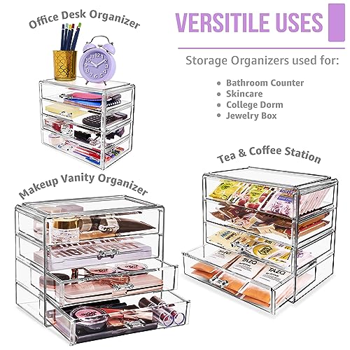 Sorbus Clear Wide 4-Drawer Makeup Organizer Set for Vanity & Countertop - Variation of THIS listing