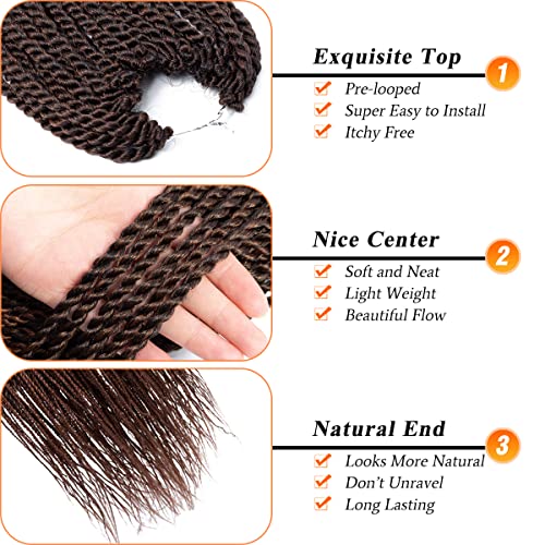 NAYOO Senegalese Twist Crochet Hair 8 Packs 14 Inch 1B/30 Small Twist Natural Ends