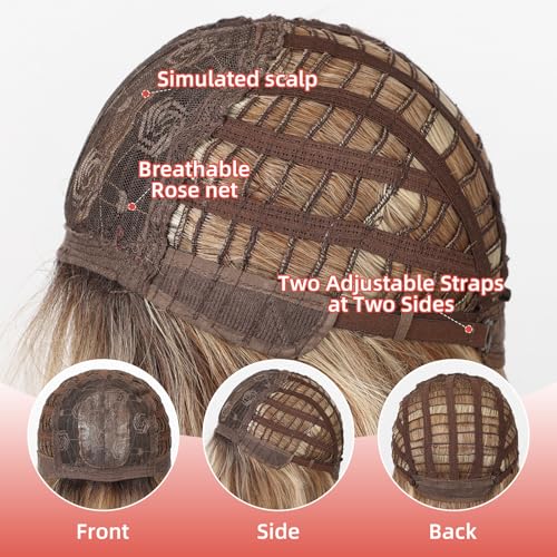 Allbell Ombre Blonde Long Straight Layered Wig 24 Inch Natural Look Synthetic Heat-Resistant for Women - Middle Part