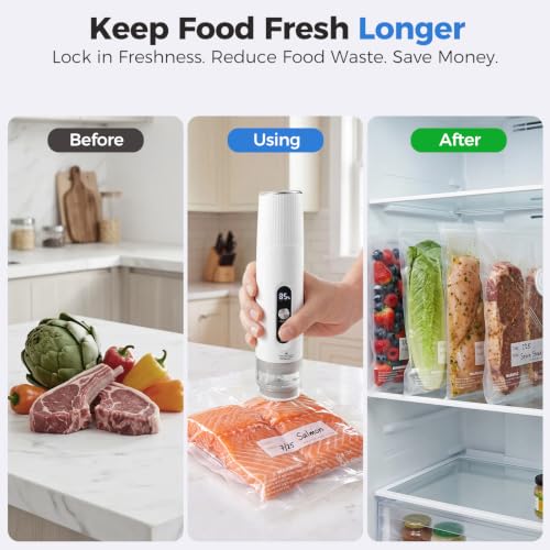 Handheld Food Vacuum Sealer with 30 Reusable Bags – Compact & Portable