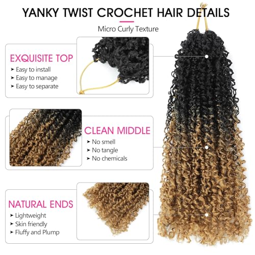 Pre-Looped Yanky Twist Crochet Hair 10in 8-Pack for Natural Styles