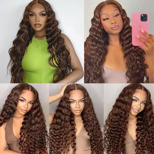 Dark Brown Human Hair Extension Bundle 12A Brazilian Virgin Deep Wave 32 Inch