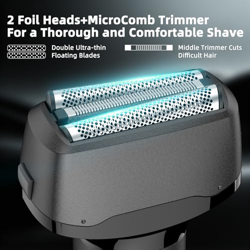 Men's Electric Foil Shaver with Pop-Up Trimmer Waterproof & Rechargeable - Black