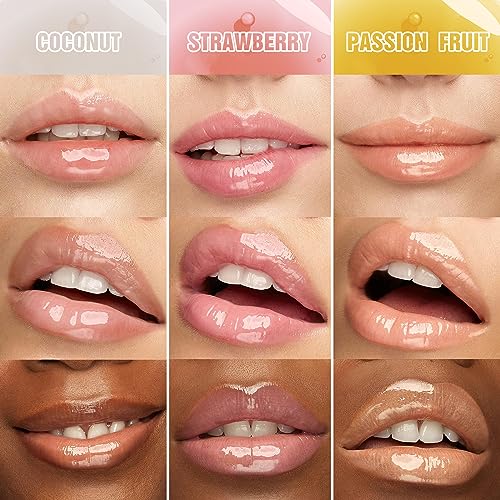 Moisturizing Lip Oil,Fruit Flavoured Lip Oil For Dry Lip,Lip Moisturizing Treatment Nourishing Lip Gloss, for Women Girls Lip Care Products(Coconut + Passion Fruit)