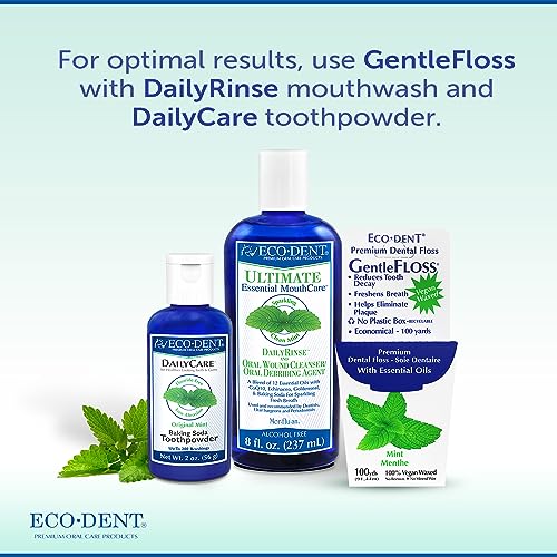 Eco-Dent GentleFloss Mint Waxed Dental Floss Vegan & Eco-Friendly Pack of 6