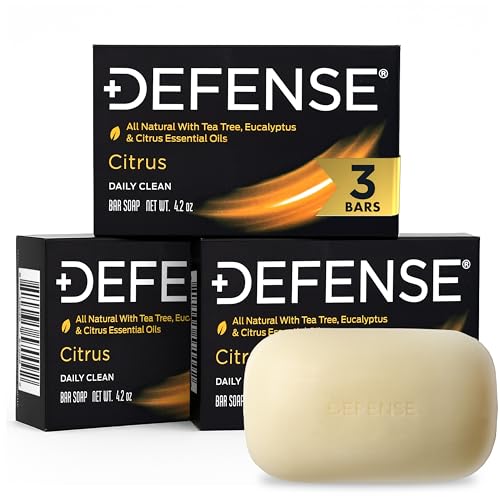 Defense Soap Citrus Bar 3PK - Natural All-Natural Body Wash with Tea Tree & Eucalyptus, 4.2 oz Each - Variation: Citrus / 4.2 Ounce Pack of 3