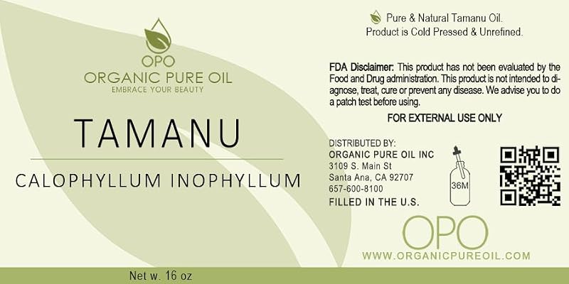Tamanu Oil 16 oz - Cold-Pressed Pure Calophyllum Inophyllum Nutrient for Skin Hair Nails