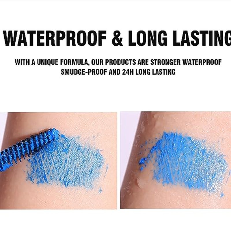 MAEPEOR Neon Mascara 6 Colors Blacklight Eyelash Waterproof and Smudgeproof Longlasting Fluorescent Mascara for Daily Wear and Halloween Christmas (Set 01)