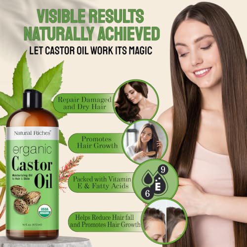 Castor Oil 32 Fl Oz - Organic Cold Pressed Moisturizer for Skin & Hair Growth - Variation of THIS Listing