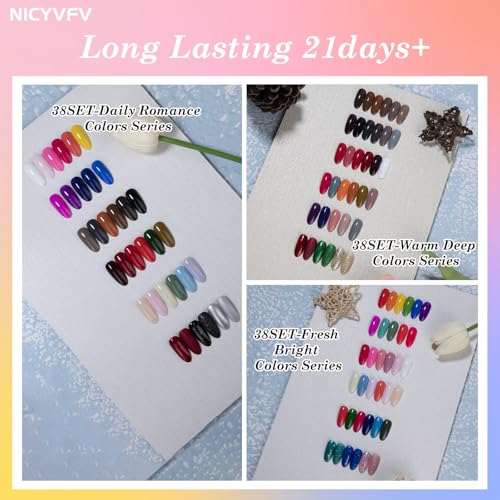 60 PCS Gel Nail Set, 54 Colors Gel Polish Set Classic Shades, with Gold Silver Glitter and Glossy Matte Top Coat, Base Coat Builder gel, for Women Gift Kit