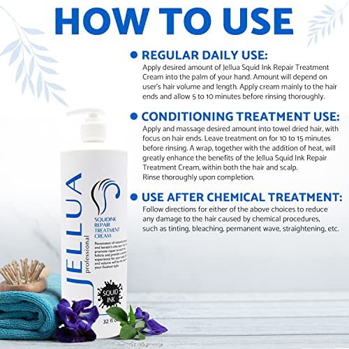 Jellua Squidink Hair Repair Treatment Cream 32oz - Nourishing Protein & Scalp Support