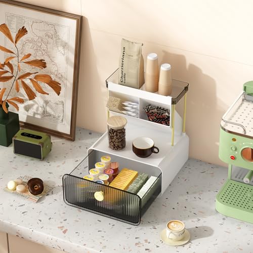 Followin 3-Tier Makeup Organizer with Drawer - Smoke Gray Vanity Desk Display